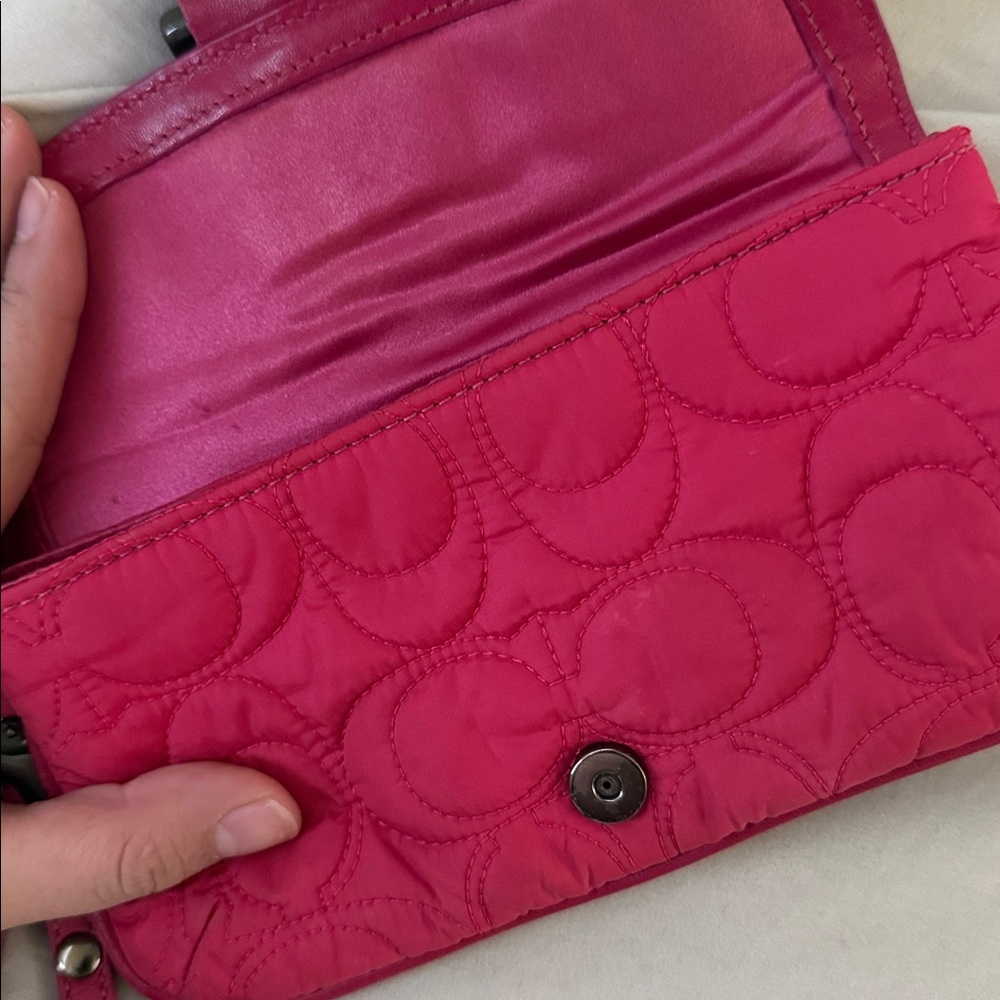 Coach Quilted Wristlet Clutch in Bright Pink - Picture 5 of 6